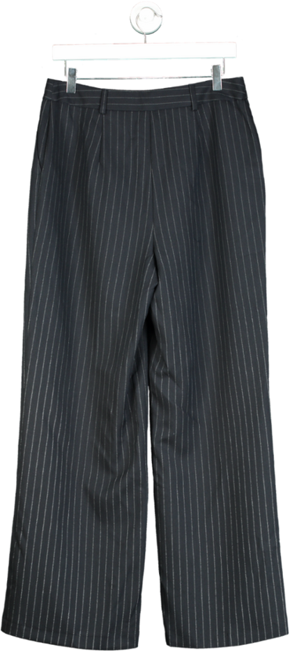 New Look Black Patrice Pinstripe Wide Leg Trousers UK 12