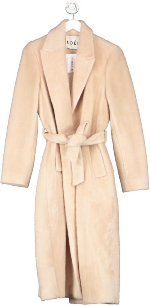 Loeil Beige Wool Blend Belted Coat UK S