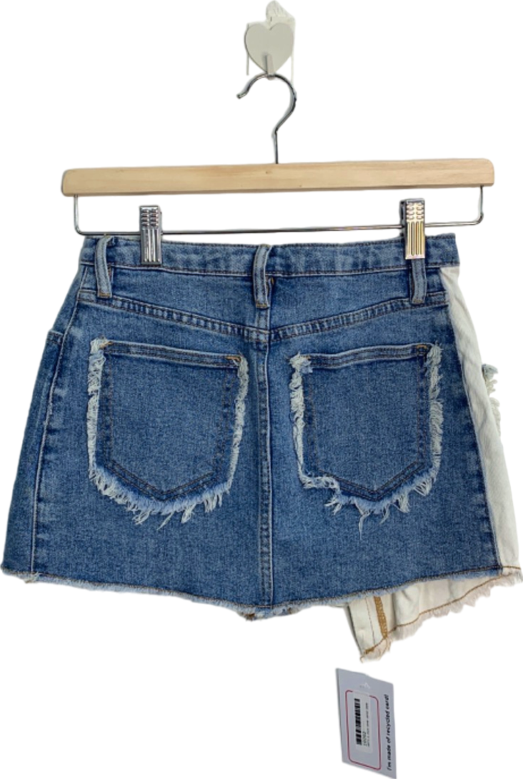 Fashion Nova Blue Patchwork Denim Skirt XS