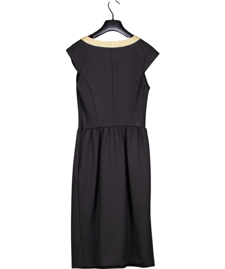 Yves Saint Laurent Black Gold Braided Mid Length Dress UK 8