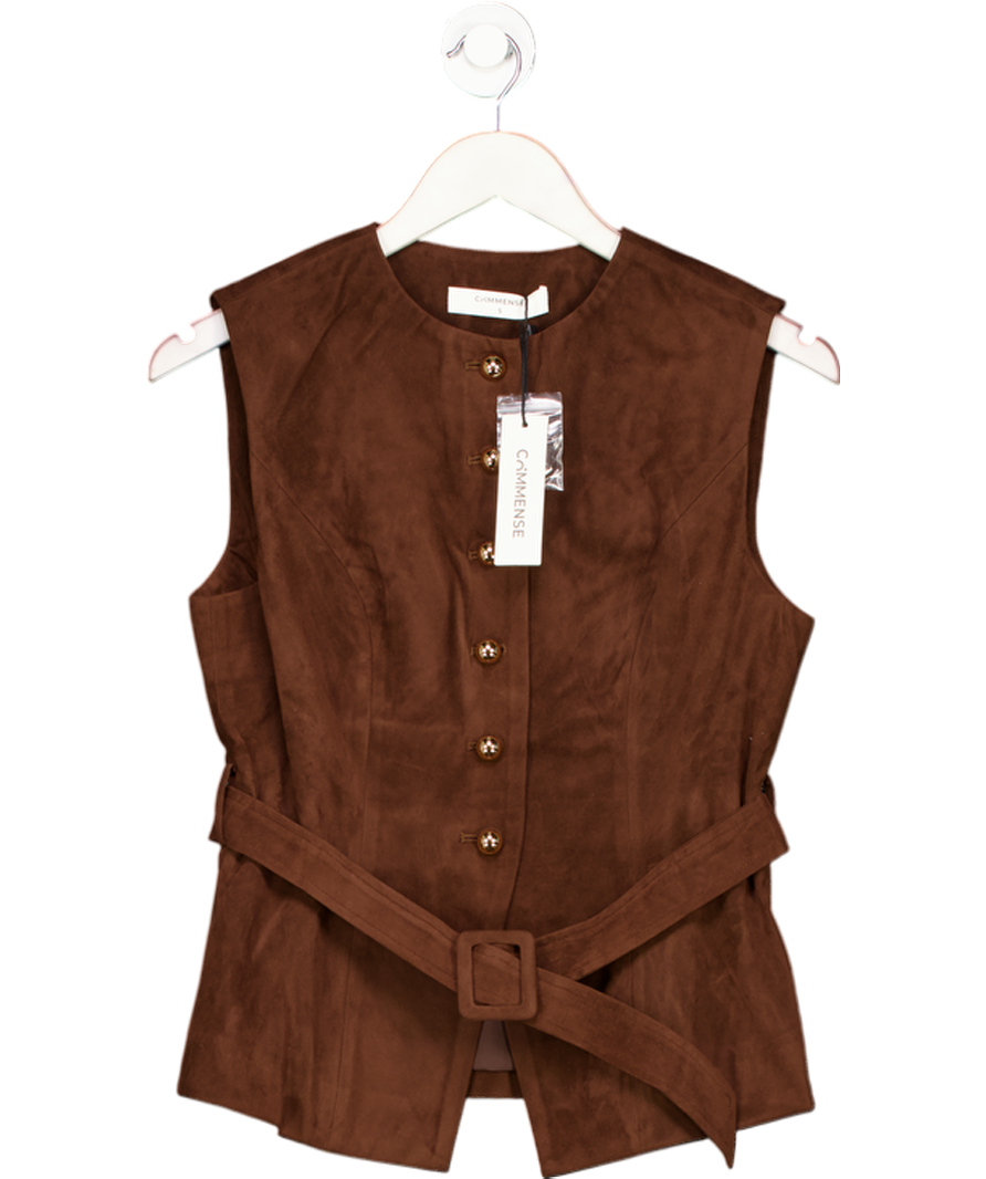 Commense Brown Suede Effect Vest With Belt UK XS