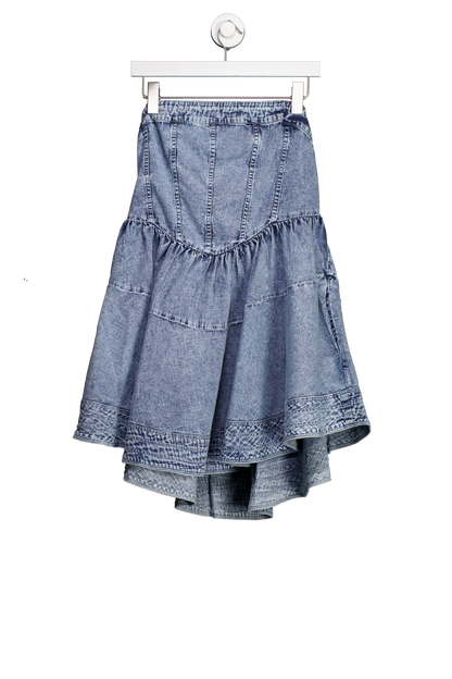 Free People Blue Candace Corset Denim Mini Dress UK M