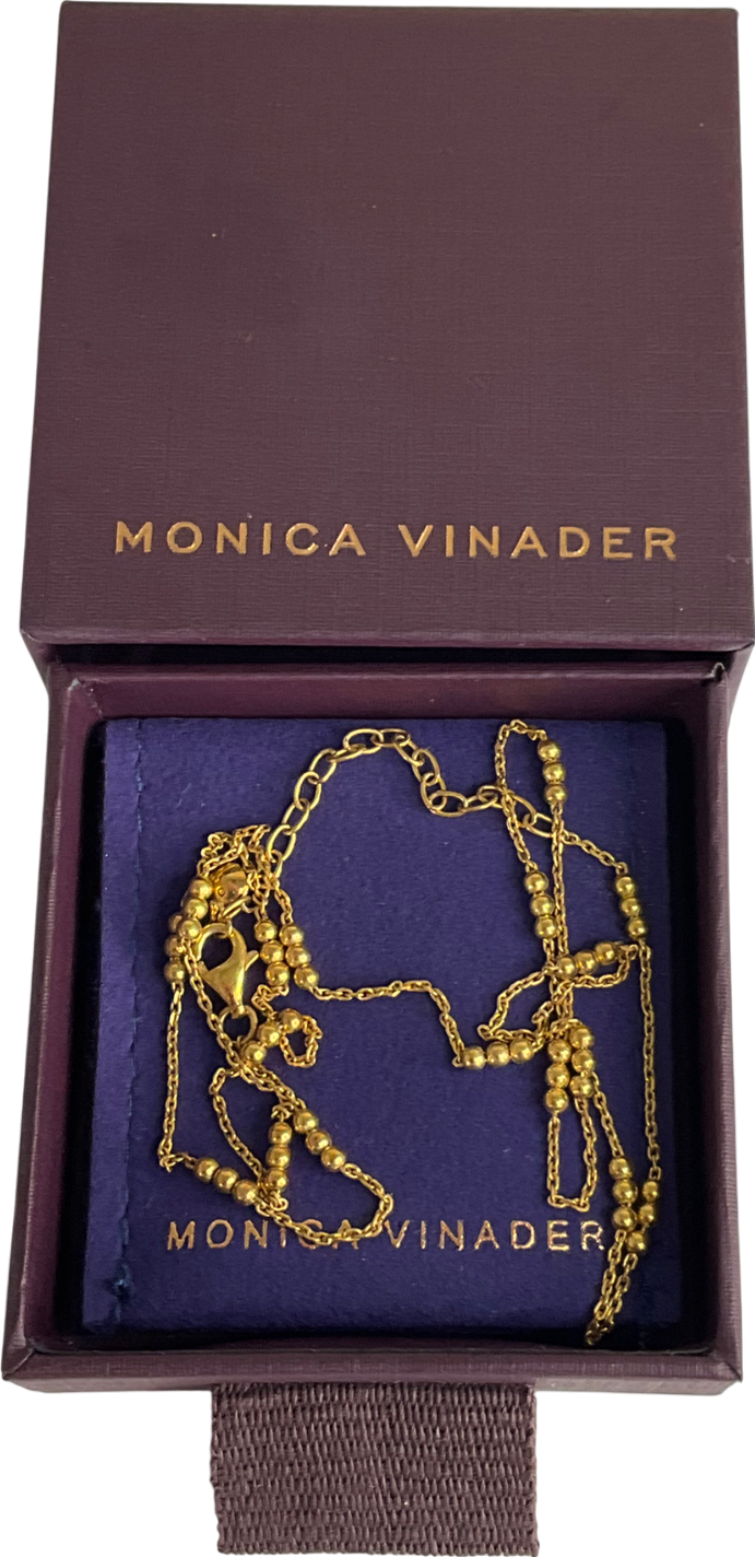 Monica Vinader Yellow Gold Triple Beaded Chain Necklace Adjustable 46cm-50cm/18-20' One Size