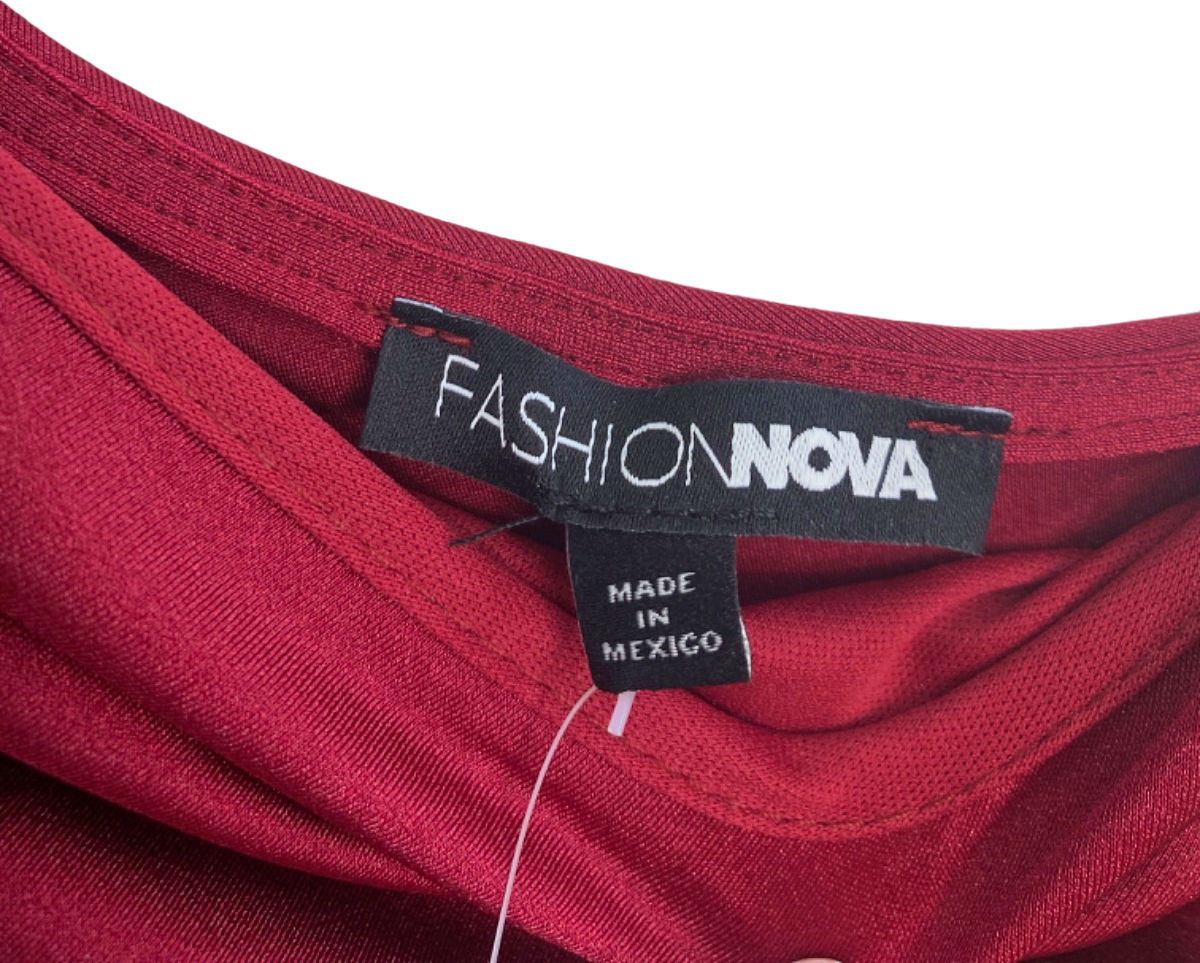 FashionNova Red Off-Shoulder Evening Dress XS