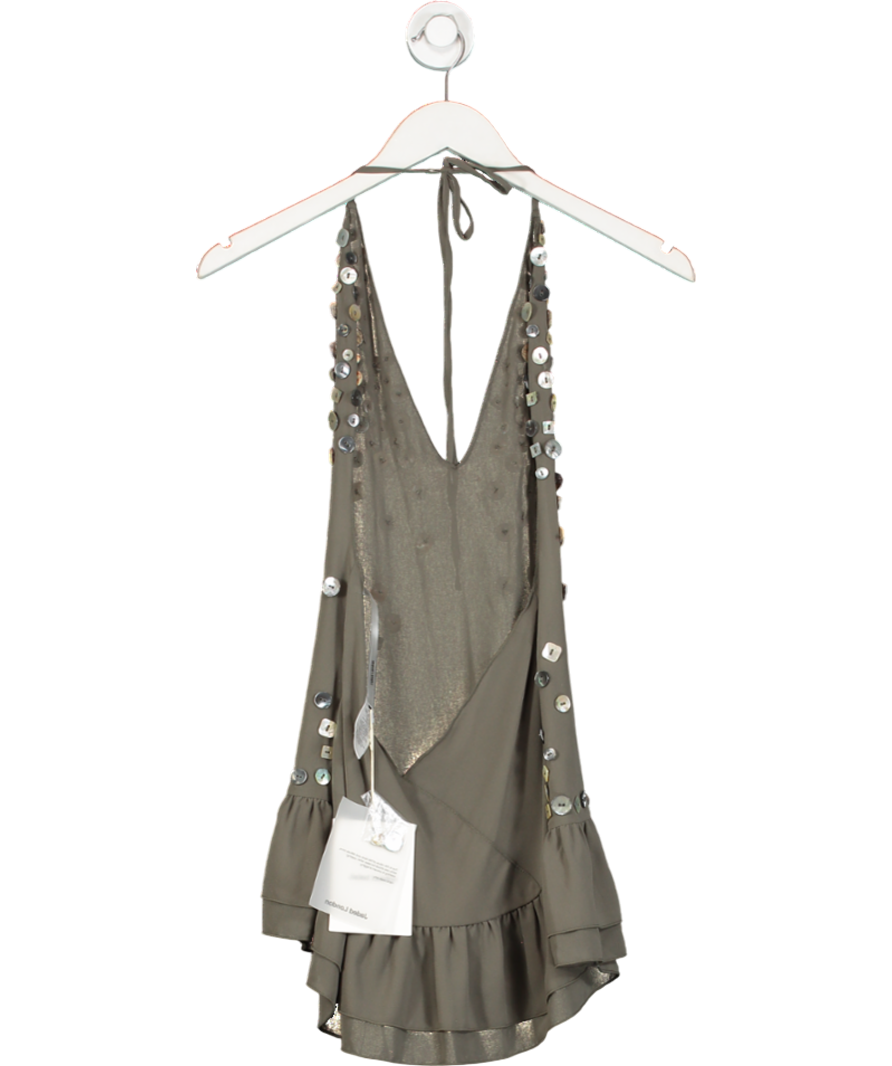 Jaded London Grey Shell Button Embellished Woven Mini Dress UK 6