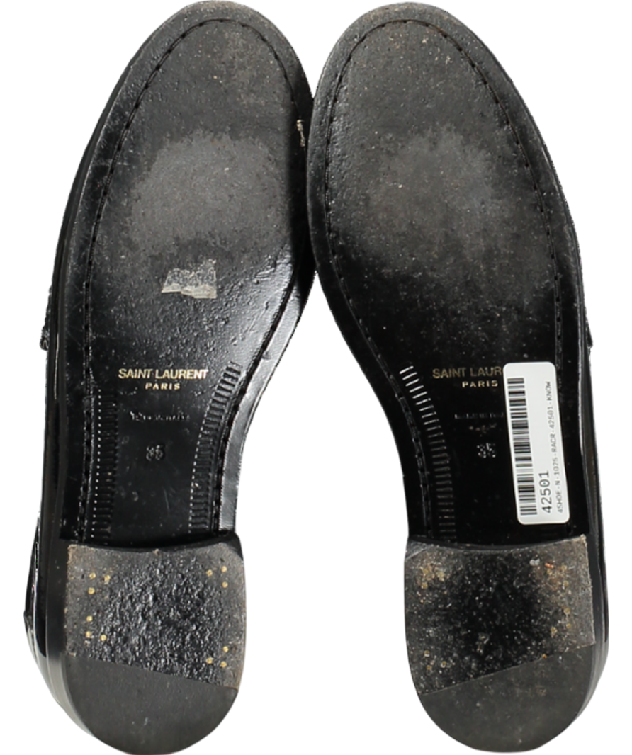 SAINT LAURENT Black/ White Le Loafer Patent Leather Loafers UK 2 EU 35 👠