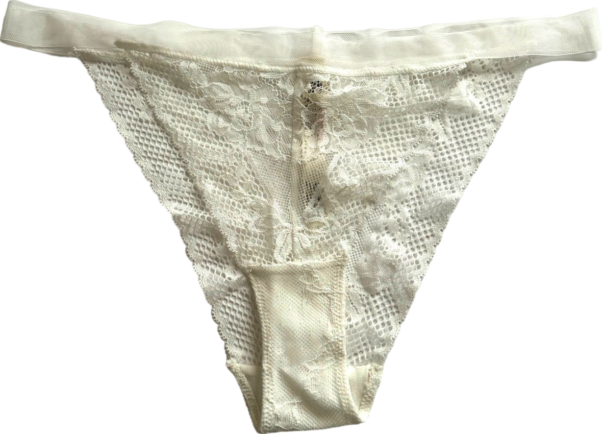 Free People White Lace Thong Small