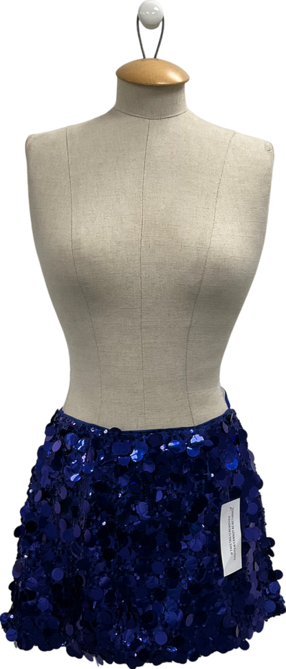 Amy Lynn London Micro Mini Skirt In Cobalt Blue Sequins UK 6