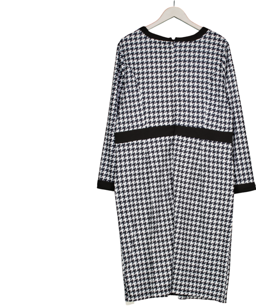 Curvzy Black Dogtooth Long Sleeve Midi Dress UK XXXL