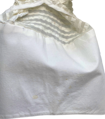 Rayure Paris Vintage White Sheer Striped dramatic collar Blouse UK L
