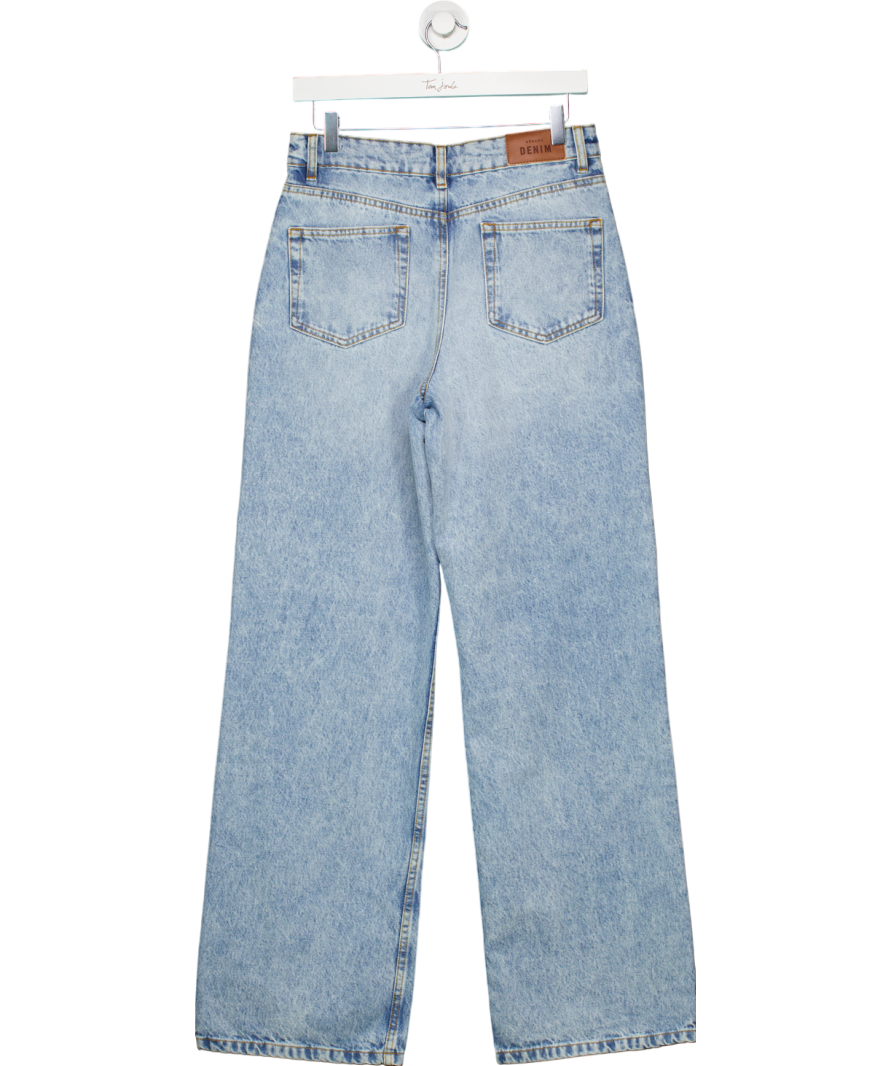 Sezane Blue Light Wash Denim Wide Leg Jeans UK 10