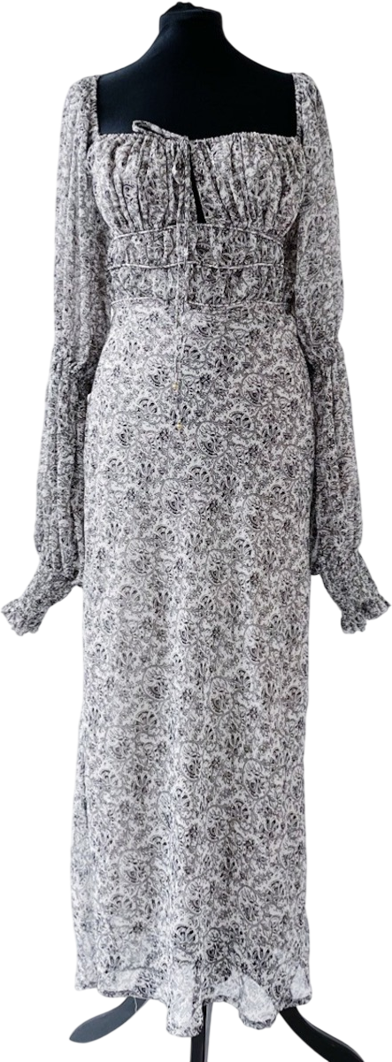 FREE PEOPLE Grey People Aglow Long Sleeve Maxi  Dress UK M