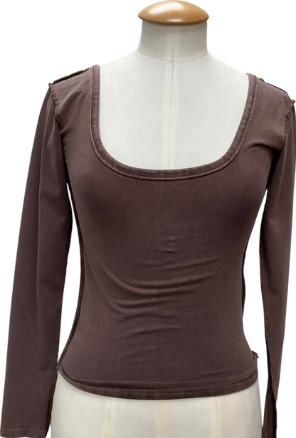 Free People We The Free Brown Hummingbird Long-sleeve Top UK XS