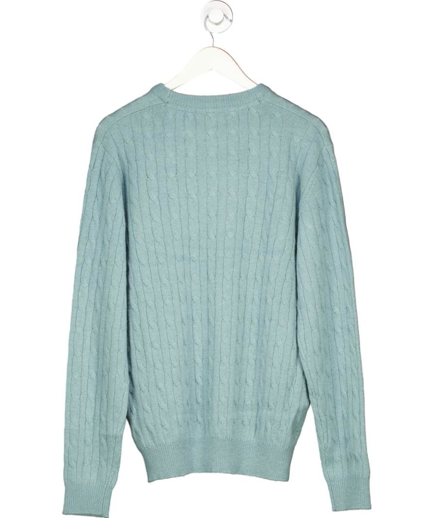 Crew Clothing Green Aqua Lambswool Rich Cable Crew Neck Jumper UK M