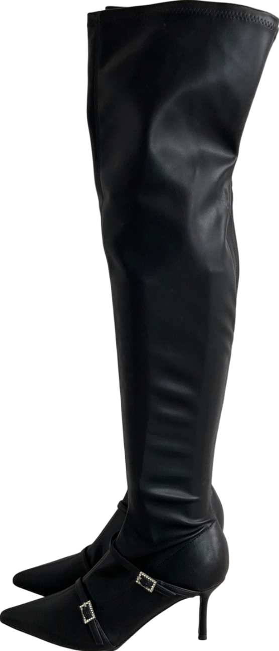 Public Desire Black Orion Over The Knee Boots UK 6 EU 39 👠