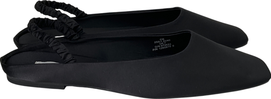 Arket Black Slingback Satin Flats UK 7 EU 40 👠