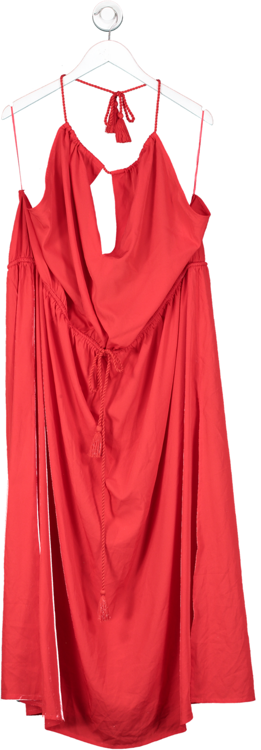 SimplyBe Red Halter Neck Tie Beach Dress UK 28