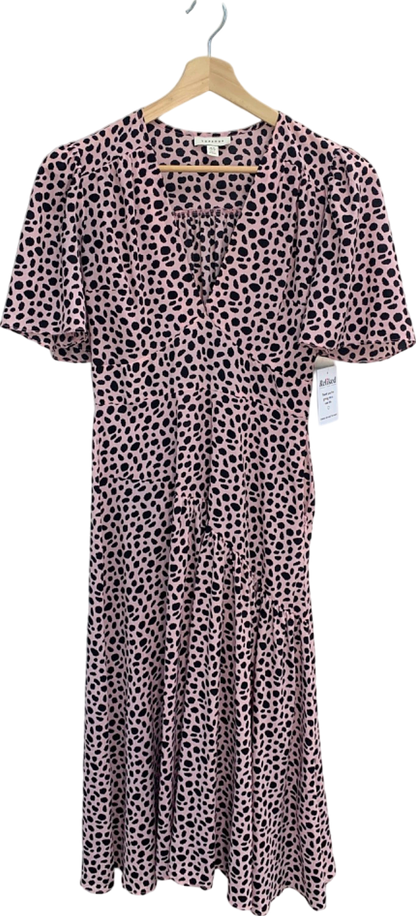 Topshop Pink Leopard Print Midi Dress UK 10
