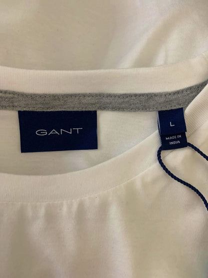 GANT White Embroidered Logo SS T-Shirt SIZE L