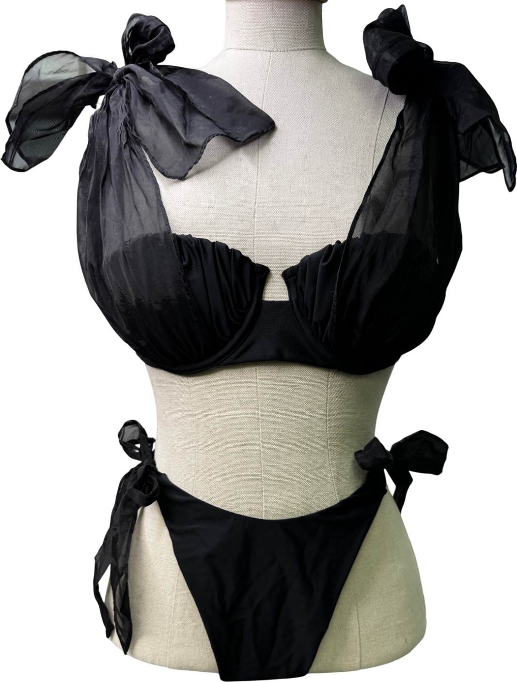 Club L London Black Adrift 2-piece Bikini With Bows UK 6