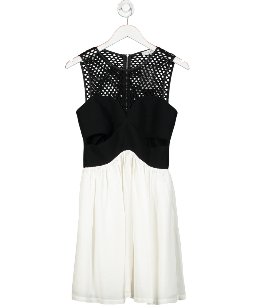 Sandro Black Mesh Cut Out Mini Dress UK M