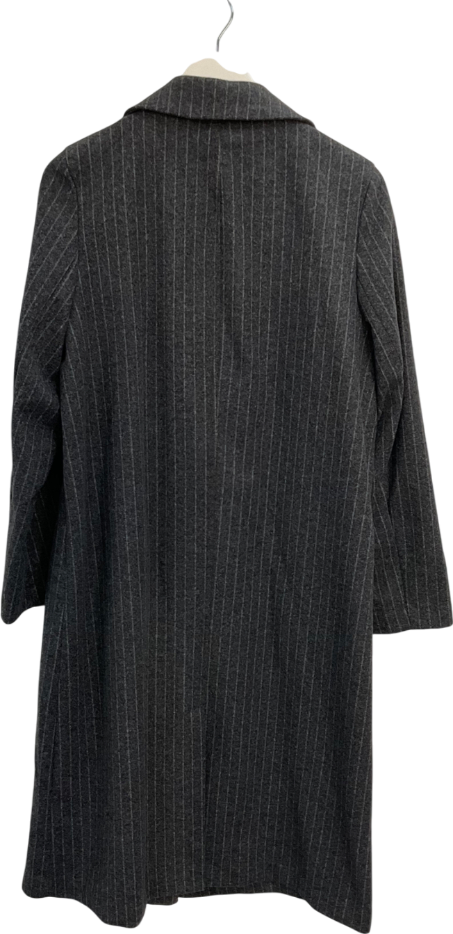 New Look Grey Pinstripe Unlined Longline Coat UK 12