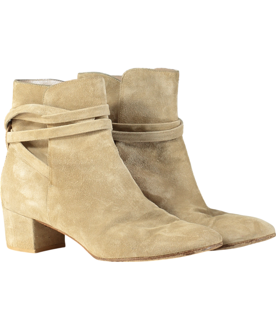 Gianvito Rossi Beige Suede Mid Heel Boots UK 9 EU 42 👠