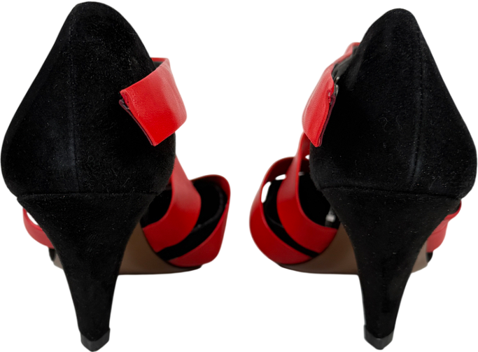 Neous Red And Black Suede Strappy Heels UK 5 EU 38 👠