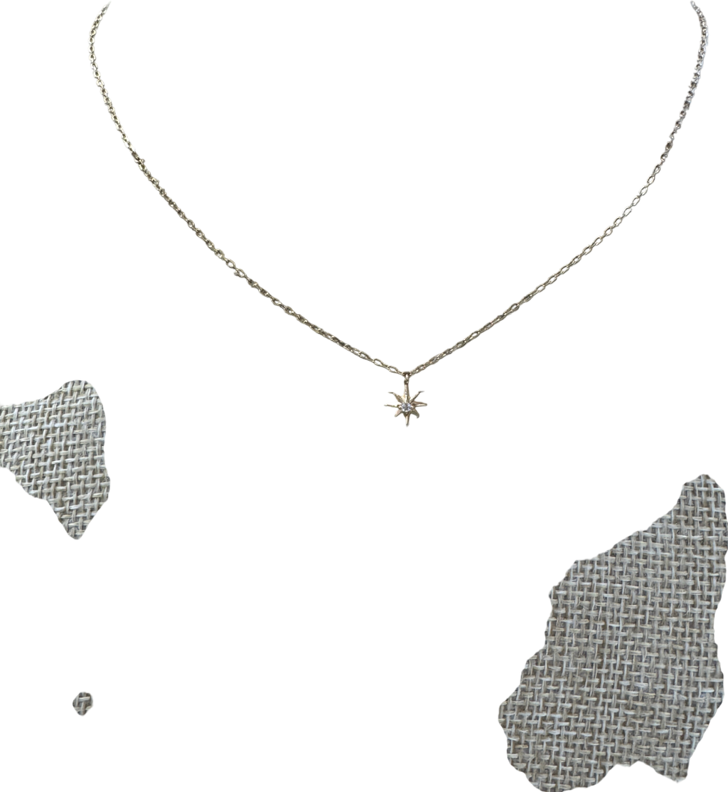 Astrid & Miyu Yellow 18k Gold Plated Silver Celestial Star Necklace With Crystal