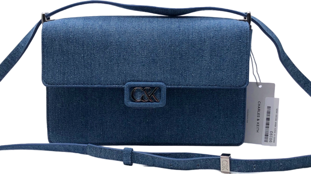 Charles & Keith Blue Chambray Crossbody Bag