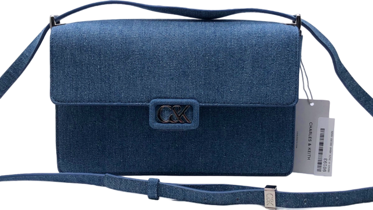 Charles & Keith Blue Chambray Crossbody Bag