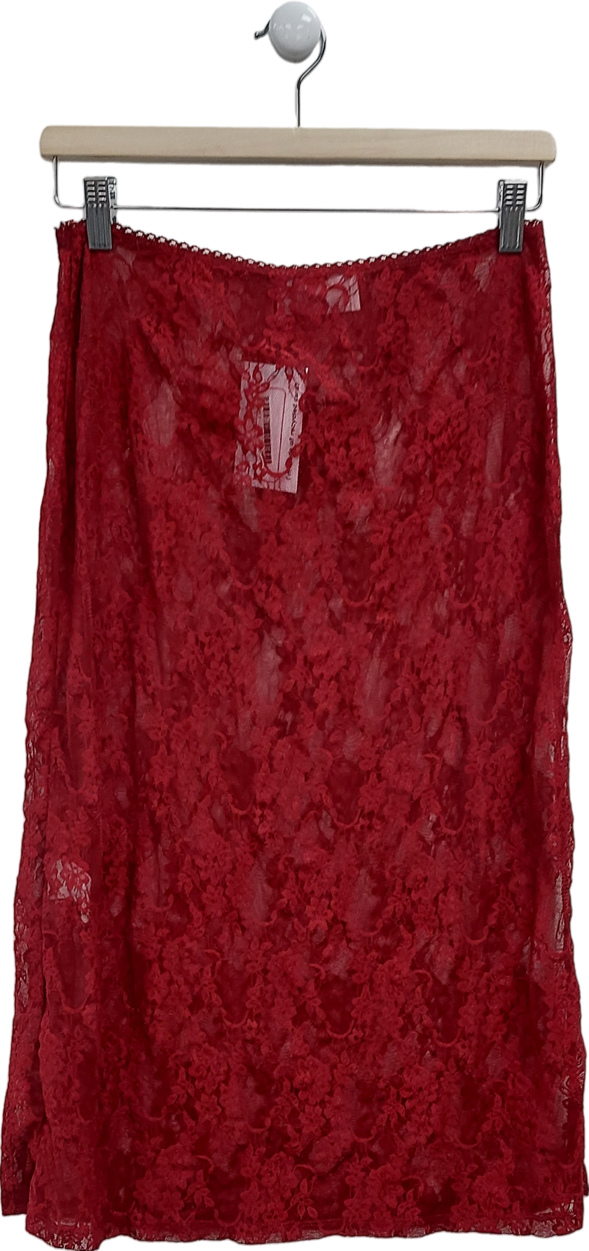 Hosbjerg Red Lace Midi Skirt UK S