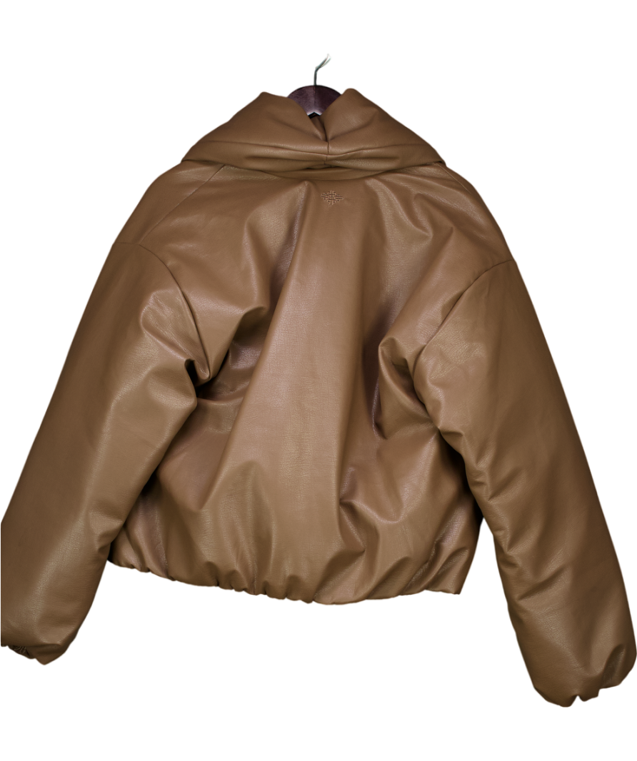 The Couture Club Oversized Collar Faux Leather Puffer Coat - Black UK 10