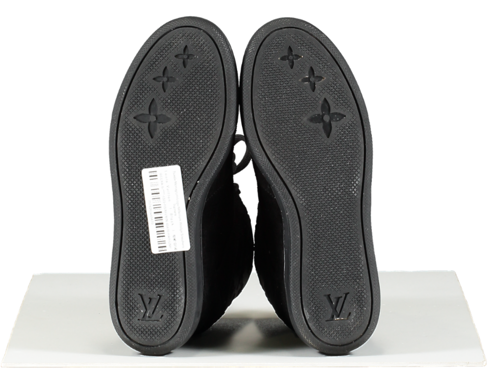 Louis Vuitton Black Suede Monogram Logo Millenium Wedge Sneakers Trainers UK 5 EU 38 👠