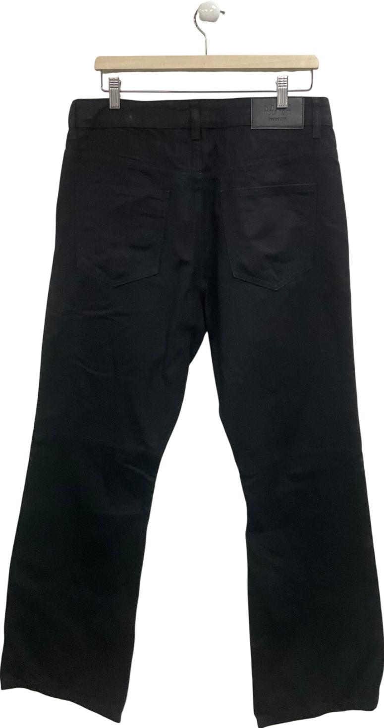 boohooMan Black Relaxed Rigid Coated Flare Jeans W34