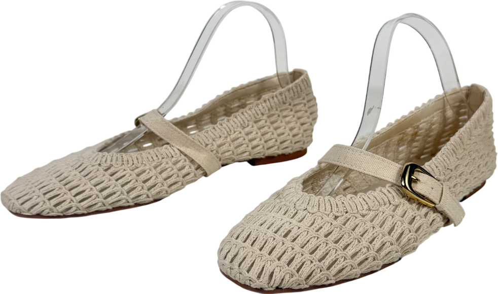 ASOS Cream Leah Crochet Mary Jane Ballet shoes UK 7 EU 40