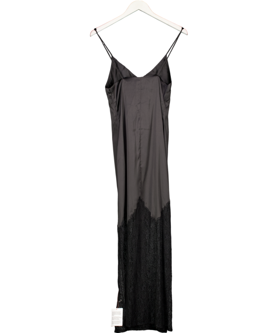 Topshop Lace Hem Midi Slip Dress In Black UK 4