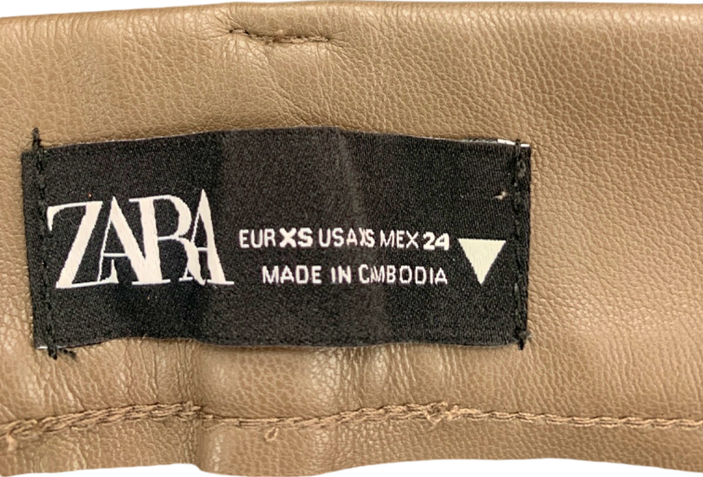 Zara Brown Leather-Look Skinny Trousers XS