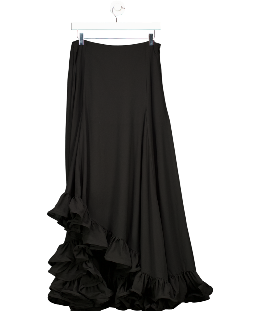 H&M Edition Black Maxi Skirt Ruffled Bottom UK 8