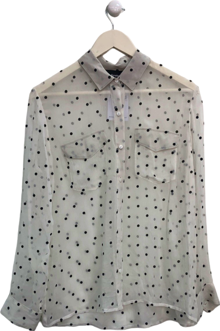 The Kooples Cream Polka Dot Sheer Blouse UK 6