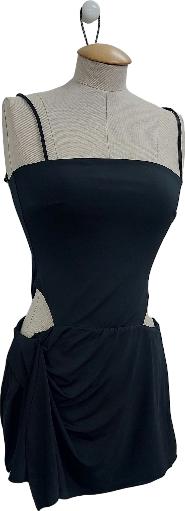 Oh Polly Black Draped Cut Out Mini Dress UK 8