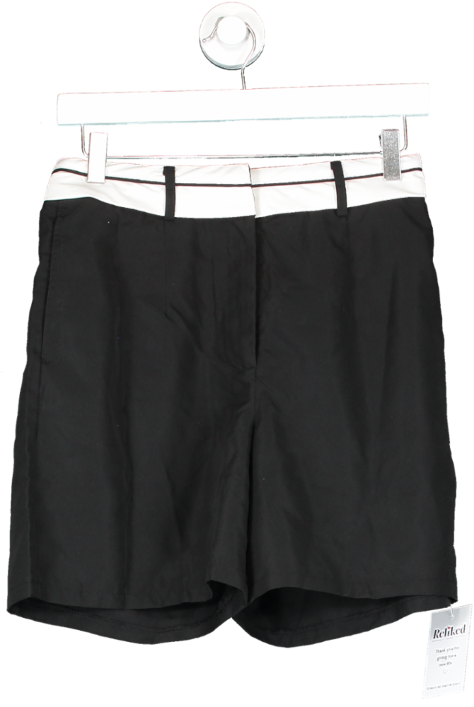 boohoo Black Tall Reverse Waistband Tailored Shorts UK 6