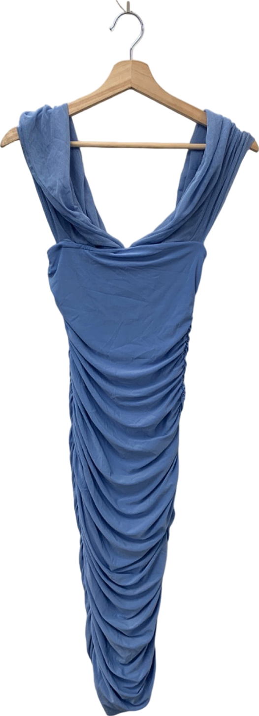 Club L Light Blue Ruched Bodycon Dress UK 8