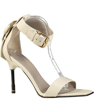 All Saints White Noir Leather High Metal Heel Sandals UK 8 EU 41