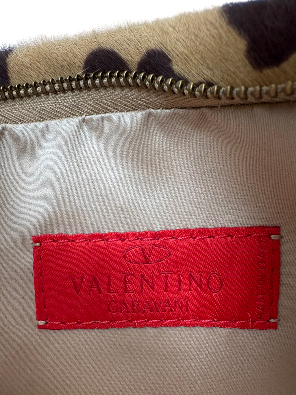 Valentino Brown Leopard Print Pony Hair Bow Clutch Bag