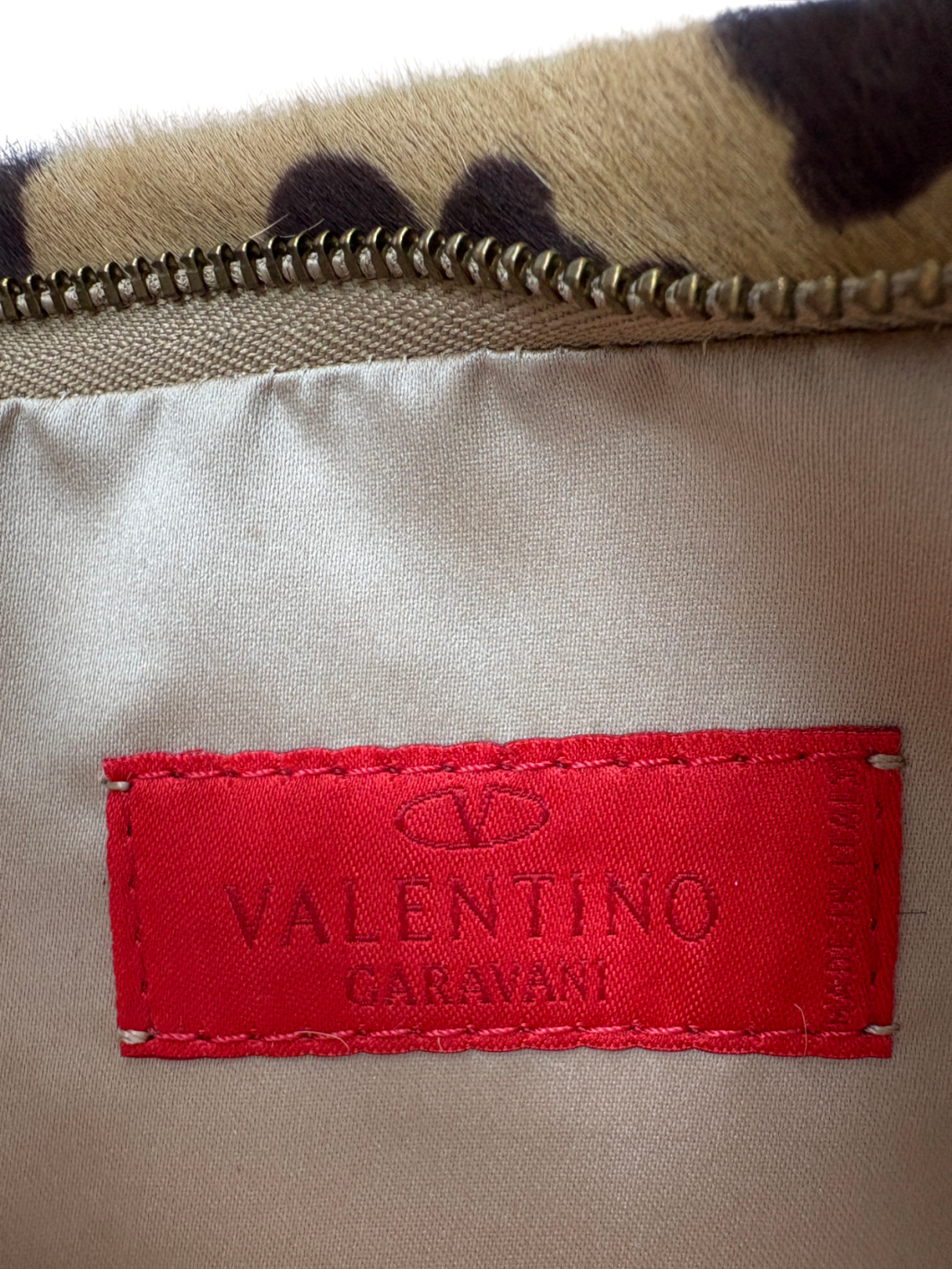 Valentino Brown Leopard Print Pony Hair Bow Clutch Bag