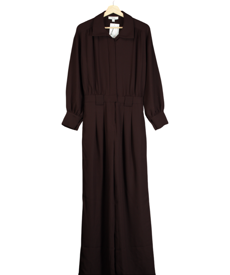 REISS Brown Czara Belted Wide Leg Jumpsuit UK 6