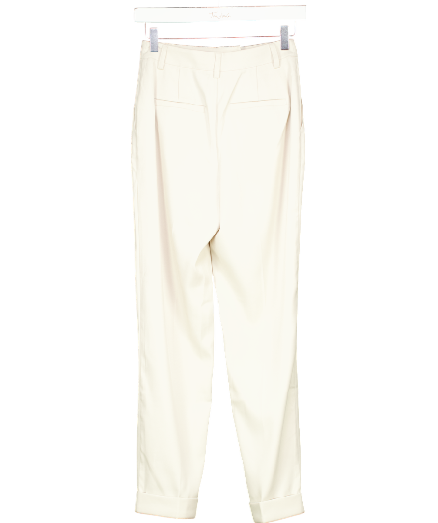 NA-KD Cream High Waist Fold Up Trousers UK 4