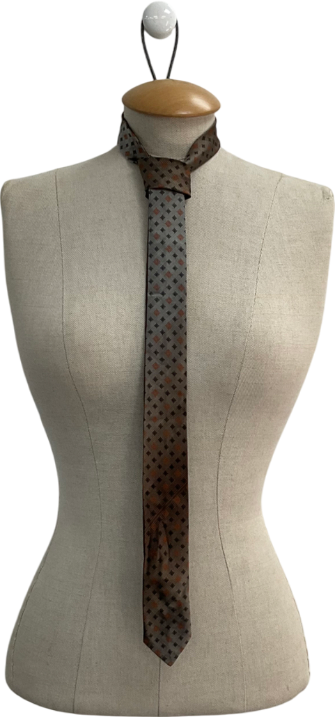 Dior Brown Slim Patterned Silk Tie One Size