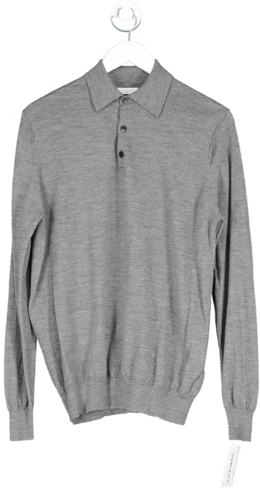sunspel Grey Merino Polo Shirt UK M